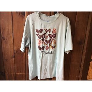 Butterfly Graphic T Shirt Size XL Blue Short Sleeve GND VSCO Gorpcore Preppy